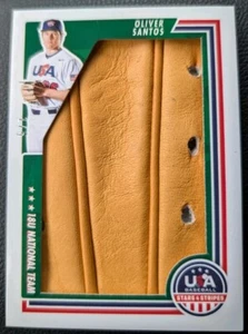 2022 USA Stars and Stripes Jumbo Materials Fielding Glove Oliver Santos #1/5 - Picture 1 of 2