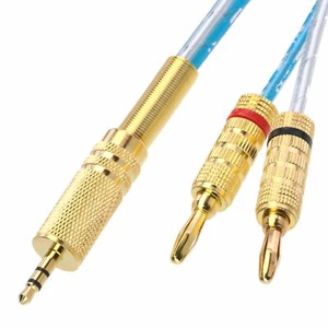 3.5mm 1/8" TRS plug to Deluxe 4mm bananas Audio computer amplifier cable 1~16FT - Picture 1 of 5