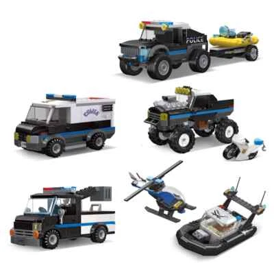 City Police Rescue Series Building Blocks SWAT Patrol SUV Car Helicopter Bricks - Image 1 of 4