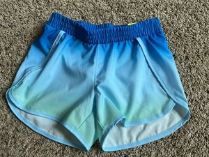 NWT All In Motion Girls M (8) Ombré Blue Green Run Shorts Lined - Picture 1 of 4