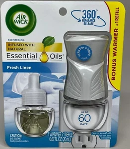 AIR WICK Plug in Air Freshener w/ Fresh Linen scent & essential oils .67 fl oz. - Picture 1 of 1