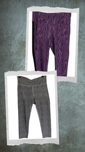 2 Pairs Nike Rockwear Leggings Sz M 12 Pants 1x 7/8 1x Capri Patterned Active - Picture 1 of 17
