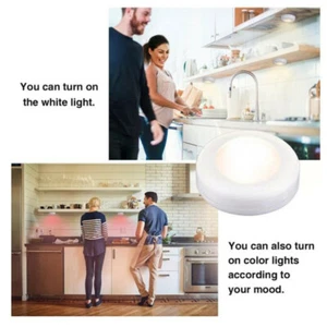 Wireless Under Cabinet LED Puck Lights Battery Operated w/ Remote Control - Picture 1 of 21