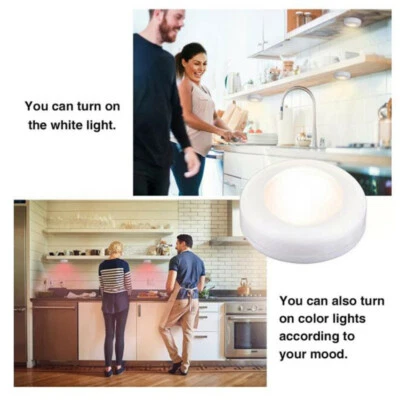 Wireless Under Cabinet LED Puck Lights Battery Operated w/ Remote Control - Image 1 of 4