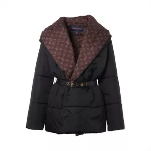 Louis Vuitton 22AW Nylon Down jacket 34 Ladies' Brown x black RW222W Monogram d - Picture 1 of 10
