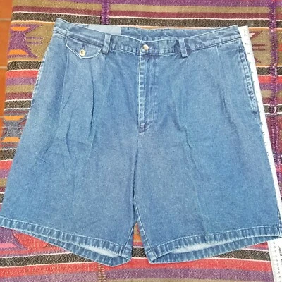 Nuevo Nautica Caqui Mujer 38 Azul Denim Plisado Frontal Cabina Jean Pantalones Cortos Informales Foto 1 de 4