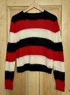 women’s DIESEL red black ecru striped mohair oversized jumper grunge 90s M