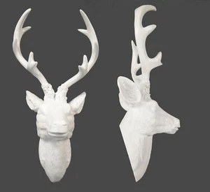 Hirschgeweih weiß - 10 Ender 60x51cm - Hirschkopf Wand Deko Jagd Geweih Skulptur - Bild 1 von 1