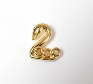 Vintage MILOR 18K Yellow Gold Swan Pendant 3/4" 2.1G - Picture 1 of 6