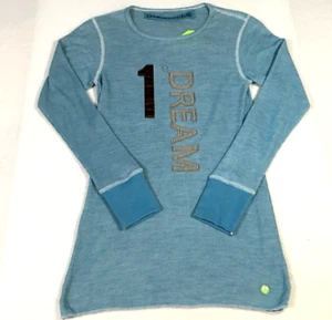 VTG Emerge Womens Tunic Top Sz L Blue 1 Dream Print Round Neck Long Sleeve NWT - Picture 1 of 9
