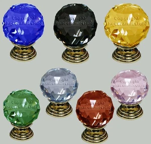 Crystal Glass Door Knobs Cabinet Cupboard Furniture Kitchen Handle - Pull - GOLD - Picture 1 of 7