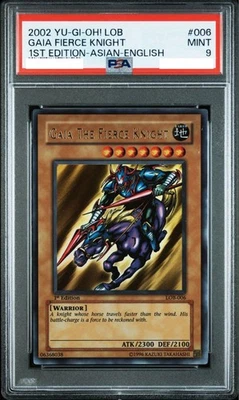 PSA 9 2002 Gaia Fierce Knight LOB-006 1st ED Ultra YuGiOh Asian English Mint - Image 1 of 2