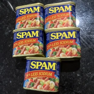 Lot of 5 Cans Hormel 25% Less Sodium Spam Meat 12 oz Ea BB 1/2028 Preppers FS! - Picture 1 of 7