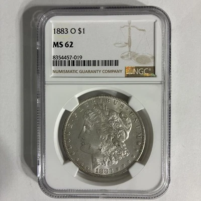 Dólar de plata Morgan 1883 O 1$ NGC MS 62 bonita moneda y buen atractivo visual Foto 1 de 4