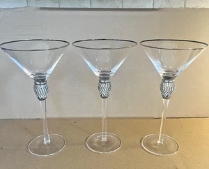 3 Pier 1 One Elegante Estrás Bling Martini Vidrio Tallo Plateado - Imagen 1 de 3