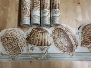 4x Rosedale Wallpaper BORDER !! sealed BASKETS matching 5 Yard Rolls CANADA - Picture 1 of 4