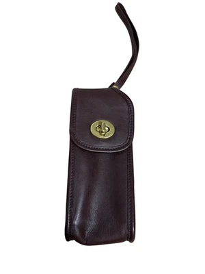 Funda de cuero para teléfono Coach Turnlock bolsa de muñeca marrón latón cinturón lazo funda Foto 1 de 4