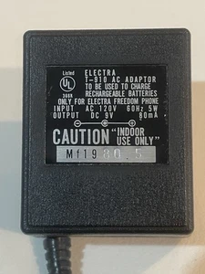 Electra Freedom Phone T-910 Ac Adapter Output Dc 9v 80 Ma - Afbeelding 1 van 4