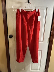 A New Day Woman's Red Trousers Tapered Leg, High Rise Slim Hip & Thigh Sz 10 NWT - Picture 1 of 4