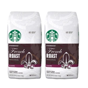 2Pk STARBUCKS French Roast DARK Whole Bean 100% Arabica Coffee 40 oz / 2.5 lb - Picture 1 of 1
