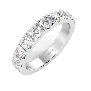 0.25Ct - 1.00Ct Natural Round Diamond Half Eternity Wedding Ring, Gold/ Platinum - Picture 1 of 19