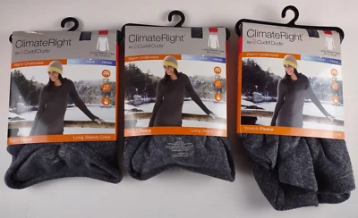 3 Climate Right Cuddl Duds Mujeres Felpa Elástica Polar Agujeros para los Pulgares TOP - GRIS - SM Foto 1 de 4