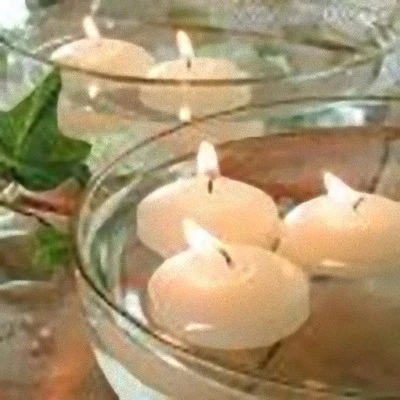 50 Large 6cm Floating Ivory White Wax Candle 5 hr burn wedding party bowl pool - Image 1 of 4