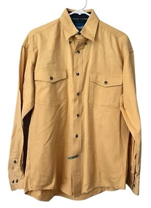 Vintage Wrangler Shirt Mens M Yellow Western Pocket Cowboy Button Long Sleeve - Picture 1 of 7