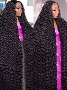 Water Wave Curly 13x4 13x6 HD Lace Frontal Wig Deep Wave 360 Full Human Hair Wig - Picture 1 of 13