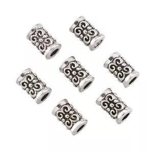 50pcs Tibetan Alloy Tube Metal Beads Carved Flower Loose Spacer Nickel Free 5mm - Picture 1 of 7