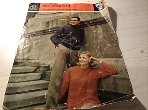 Knitting Pattern Unisex Sweater Patons 9167 Double Knit Yarn Vintage - Picture 1 of 4