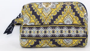 VERA BRADLEY Bolsa de Cosméticos Forrada Azul Amarillo 7" x 5" Cremallera Cambridge - Imagen 1 de 13