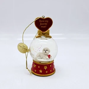 Danbury Mint Bichon Snow Globe Christmas Ornament You're My Favorite Treat - Picture 1 of 2