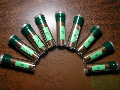 Lincoln Wheat Cent Roll Set, 1920-P--1929-P,(9 solid date rolls),real nice set!! Cover