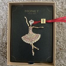 Monet Pink Clear Rhinestone Ballerina Pendant Christmas Ornament 2020