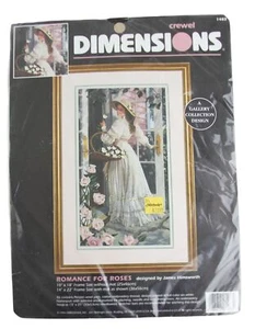 Kit de agujas Dimensions Romance For Roses Crewel 1483 1996 10 x 18" - Imagen 1 de 4