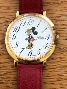 Minnie Mouse Watch Walt Disney Lorus SEIKO Quartz w Leather Strap V501-0A2 Japan - Picture 1 of 20