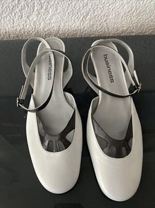 business Leder Sandaletten Schuhe 40 weiß neu schmal Hochzeit Theater Abi Ball - Bild 1 von 10