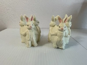 Jade Konvolut Keramik Hasen Kerzenhalter Ostern Frühling Deko Figuren PAAR - Bild 1 von 8