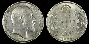 India-British Edward VII Silver 1904 Rupee Silver (.917) 30.6 mm KM# 508 (339) - Picture 1 of 3