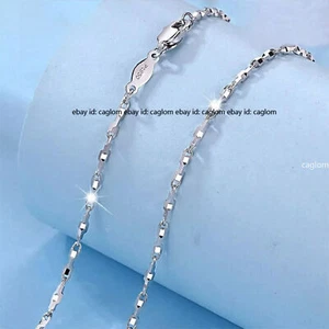 Pure Platinum 950 Chain Women Solid 1.1mm Square Bead Link Necklace 5.36g/16.9in - Picture 1 of 8