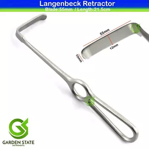 Retrattore chirurgico Langenbeck Kocher 21 cm retrattore di tessuti morbidi estremità singola - Foto 1 di 3