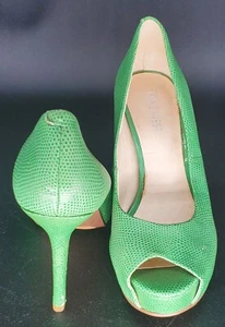Nine West Green Platform Stiletto Leather Peep Toe Pumps - Size 5.5 - Picture 1 of 8