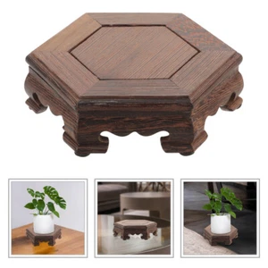 Indoor Wood Plant Stand Vase Display Stand Vase Wood Base Hexagonal Display - Picture 1 of 12