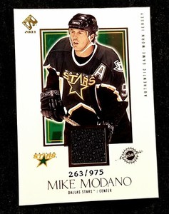 2003 MIKE MODANO Private Stock Hockey JERSEY PATCH SP #/975 Stars Red Wings Team