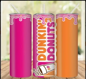 20 Unzen Große Kapazität Edelstahl Becher mit Strohhalm - Spaß Dunkin' D - Bild 1 von 10
