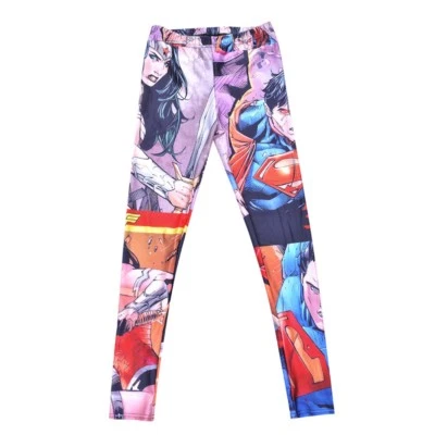 SUPERMAN & WONDER WOMAN ACCIÓN Pantalones de Yoga OSFM Leggings ¡CALIDAD PREMIUM! Foto 1 de 2