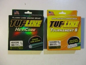 2) TUF-LINE BRAND FISHING LINE 30 LB TEST 150 YDS GREEN HEVICORE & TORNAMENT 8 - Picture 1 of 16