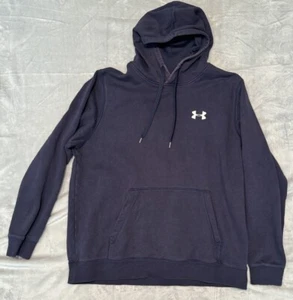 Under Armour Hoodie Men's 2XL Blue Logo Pockets Long Sleeve Pullover Coldgear - Picture 1 of 14