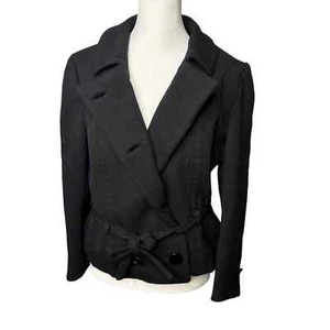 Cappotto giacca con cintura vintage Lilli Ann anni '60 misto lana nera - Foto 1 di 12